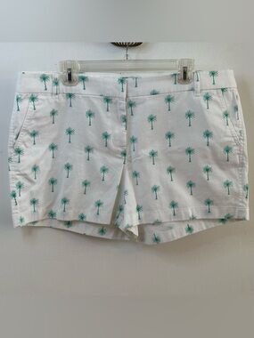 J. Crew Palm Tree White Shorts, Size 16, Women's Causal Summer Vacation, NWOT